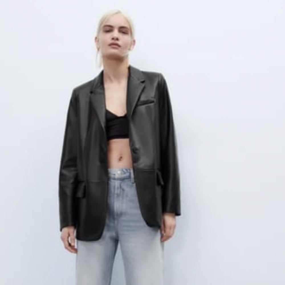 Zara Oversized Leather Blazer Excellent Condition - Medium